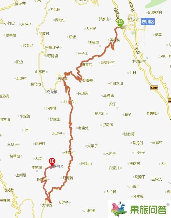 從東川到東川紅土地（新田鄉(xiāng)）共41.6公里，東川到東川紅土地（新田鄉(xiāng)）2小時(shí)10分鐘